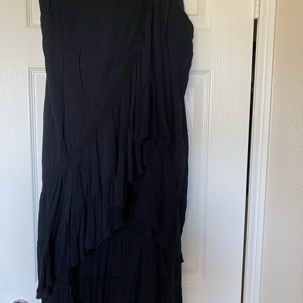 Black Asymmetrical Maxi Skirt for Cocktail